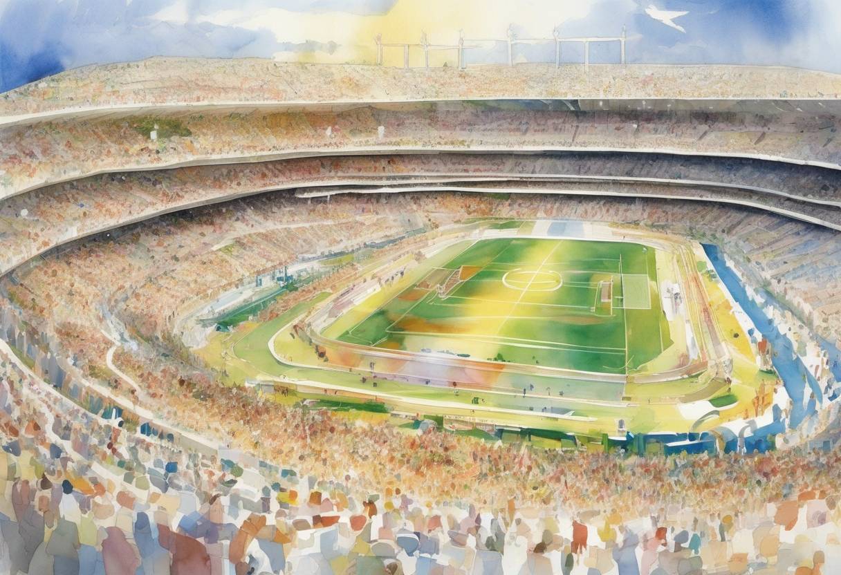 Watercolor painting based depiction of The 2004 Summer Olympics officially opened in Athens, Greece, marking the return of the Games to their birthplace after 108 years. (2004)