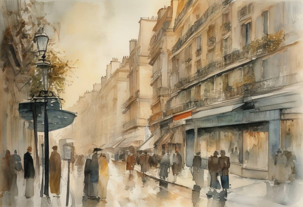 Watercolor painting based depiction of James Joyce's novel 'Ulysses' was published in Paris, a landmark in modernist literature. (1922)