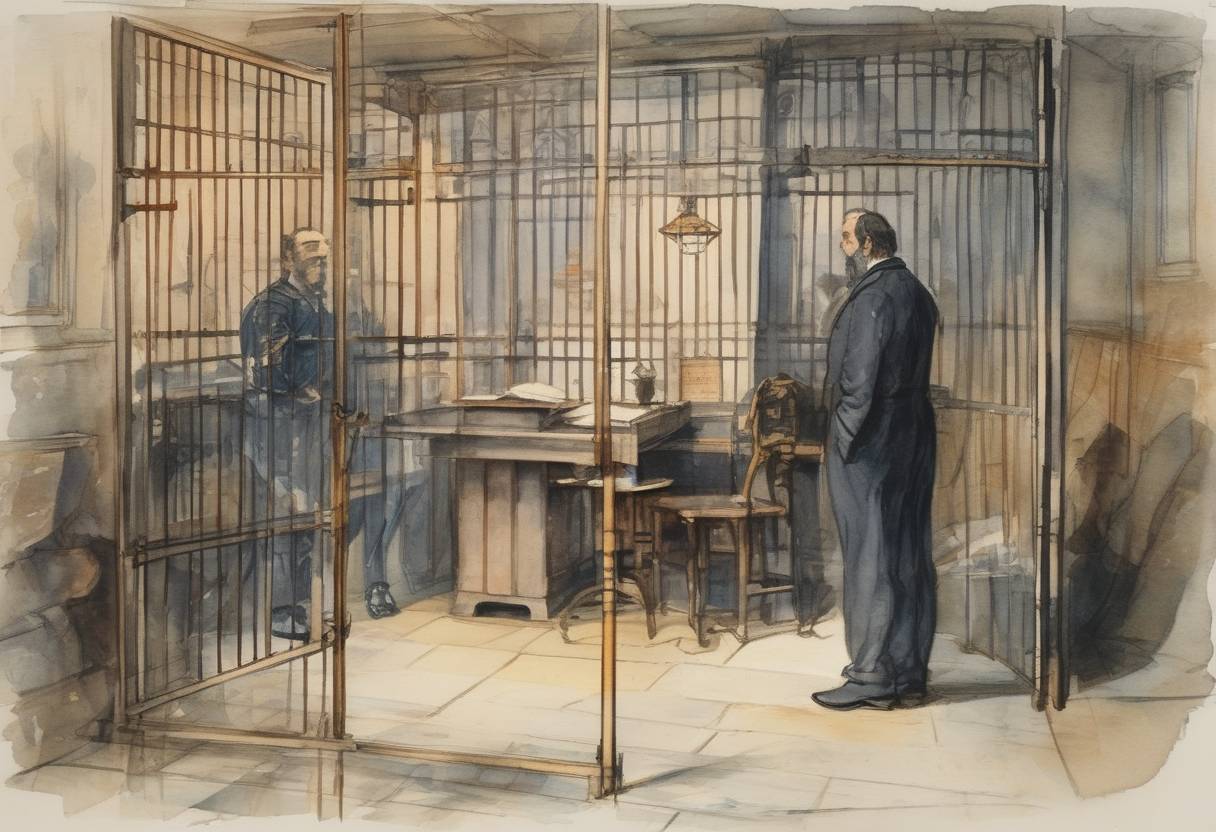 Watercolor painting based depiction of Émile Zola is imprisoned in France after writing "J'accuse," a letter accusing the government of anti-Semitism and wrongfully imprisoning Alfred Dreyfus. (1898)