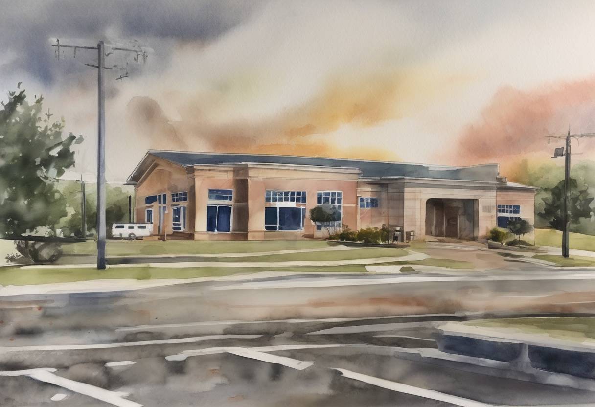 Watercolor painting based depiction of A series of shootings occurred at two military installations in Chattanooga, Tennessee, resulting in the deaths of four U.S. Marines and one Navy sailor. The gunman was also killed in a shootout with police. (2015)