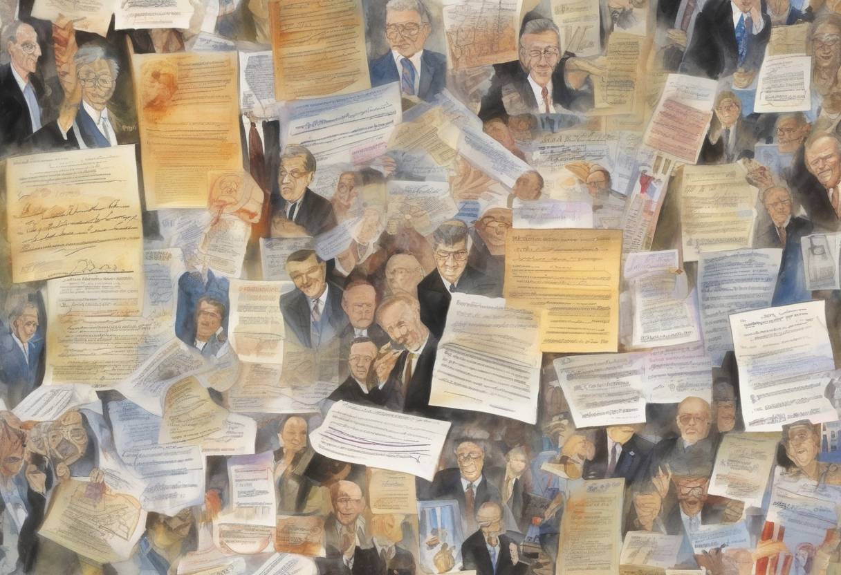 Watercolor painting based depiction of The second wave of anthrax letters is mailed in the United States, targeting Senators Tom Daschle and Patrick Leahy. (2001)