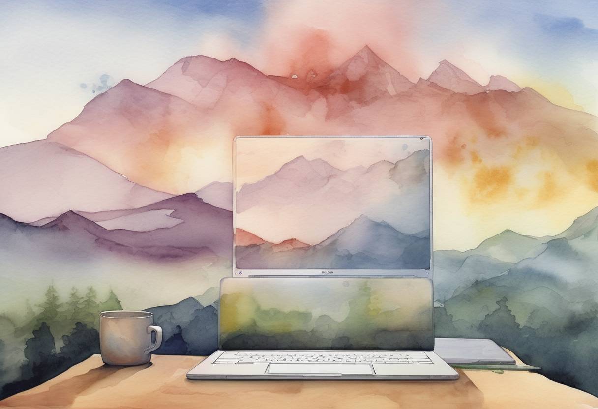 Watercolor painting based depiction of Google launched its first Chromebook, the Samsung Chromebook Series 3, marking a significant step in cloud-based computing. (2012)