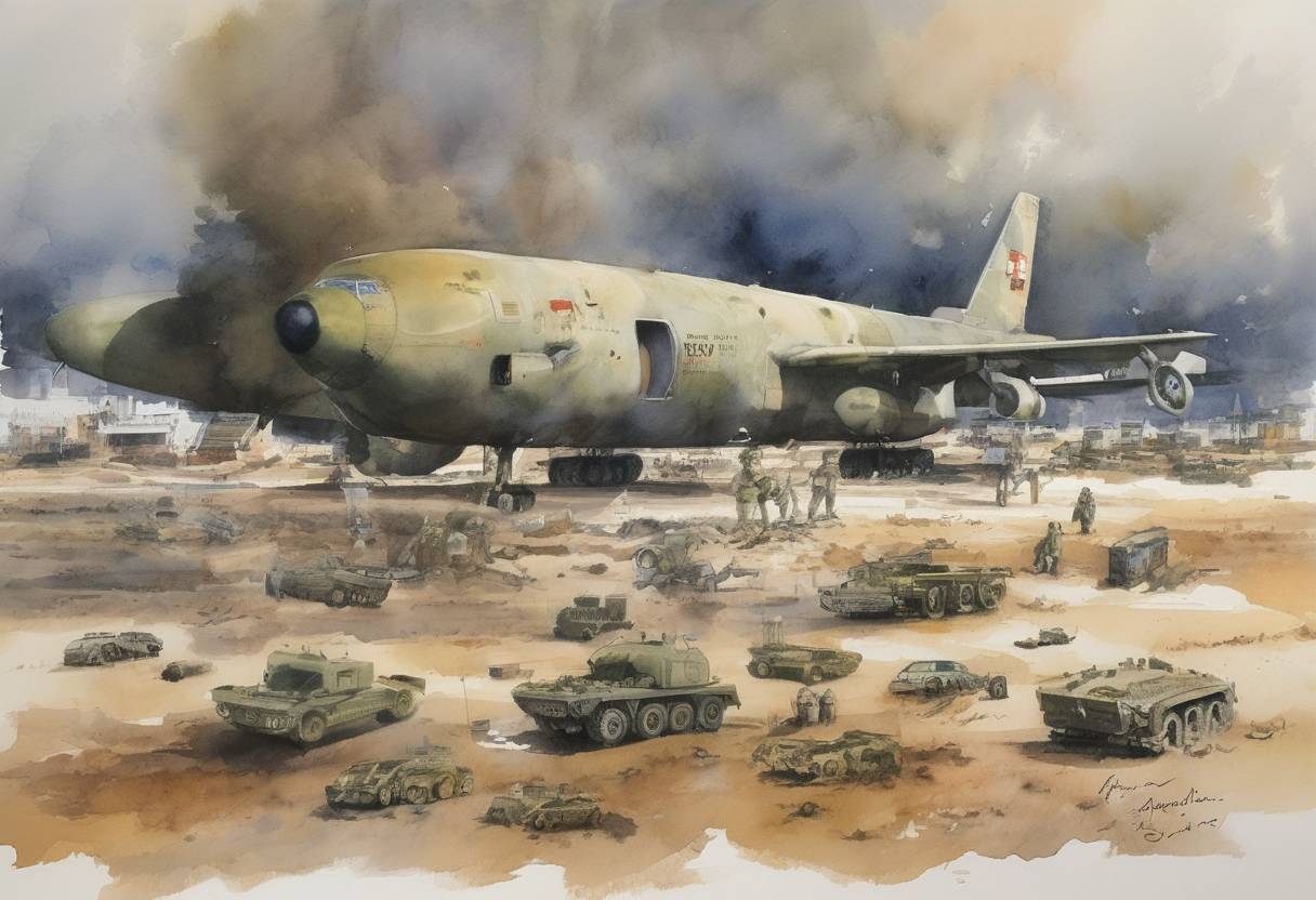 Watercolor painting based depiction of The Convention on Cluster Munitions, an international treaty that prohibits the use, transfer, and stockpile of cluster bombs, was opened for signature. (2008)