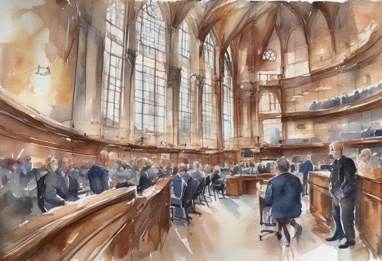 Watercolor painting based depiction of The European Parliament voted to trigger Article 7 against Hungary, citing concerns about breaches of the EU's core values, including the rule of law, democracy, and human rights. This was a significant move in the EU's efforts to address issues within member states. (2018)