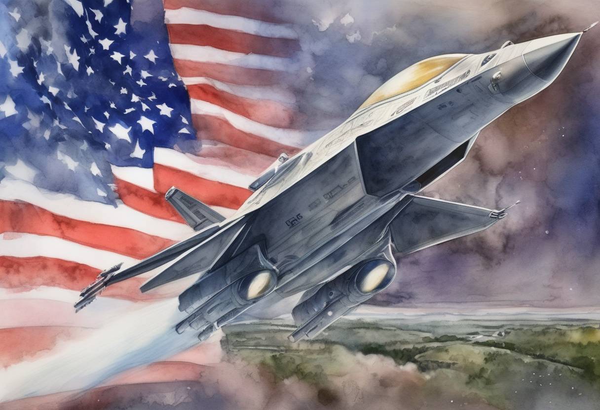 Watercolor painting based depiction of The United States Space Force was officially established as a new branch of the U.S. Armed Forces. (2019)