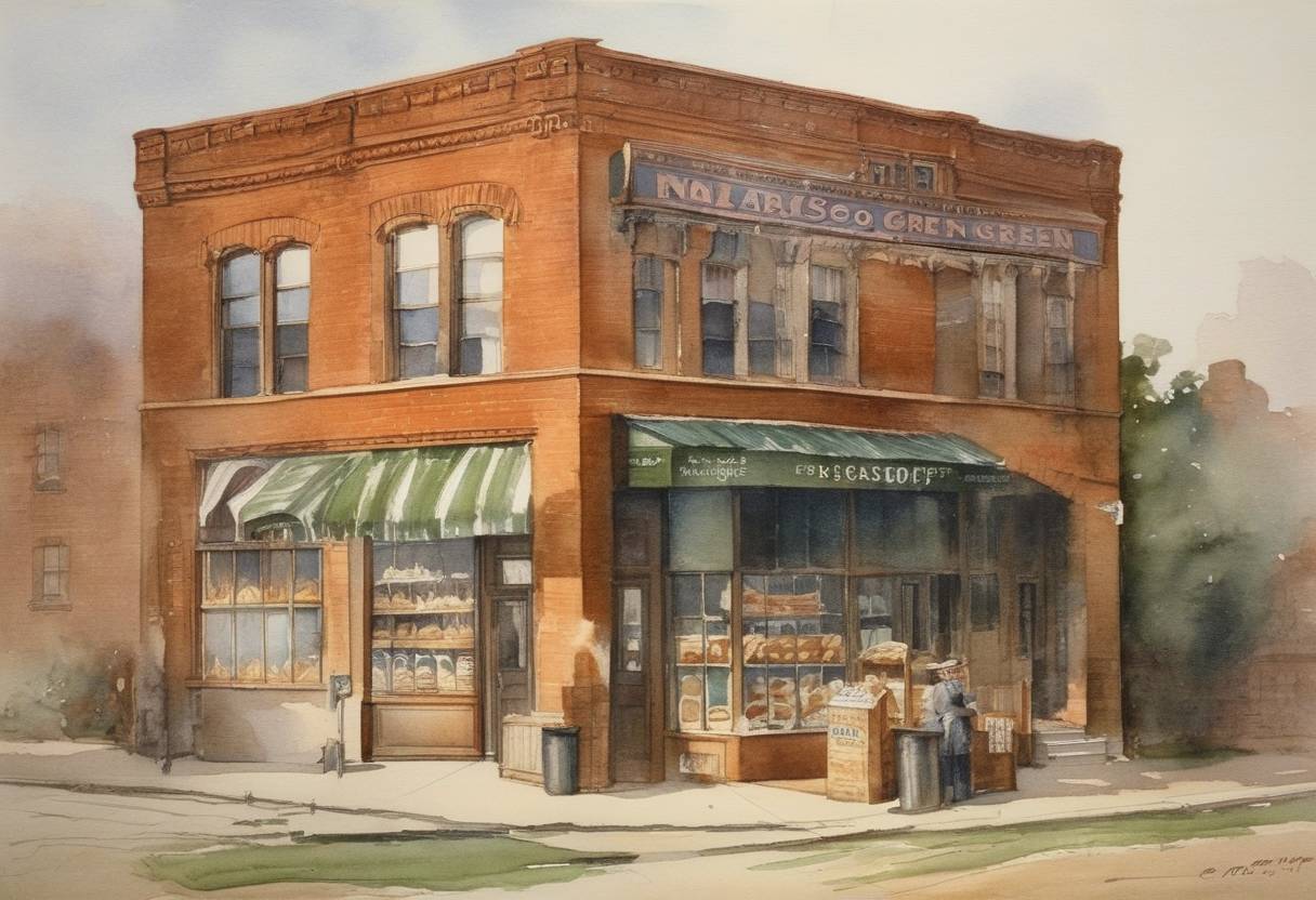 Watercolor painting based depiction of Adolphus Green, along with other bakers, formed the National Biscuit Company, eventually known as Nabisco. (1896)