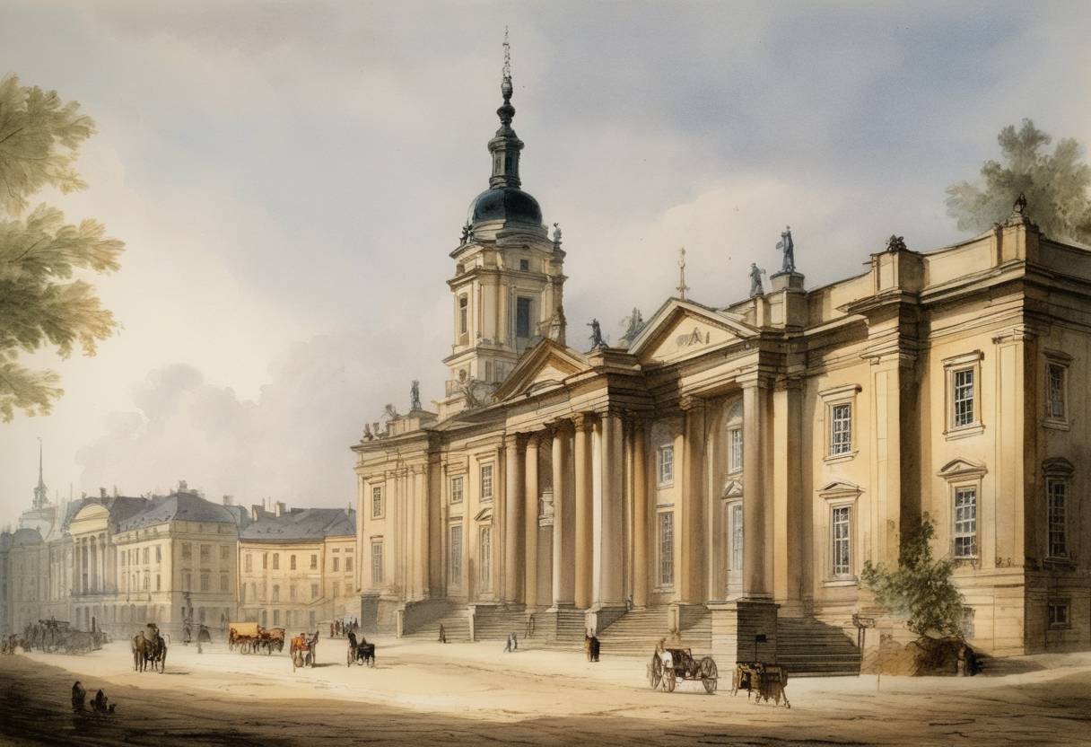 Watercolor painting based depiction of The University of Warsaw was established. (1816)