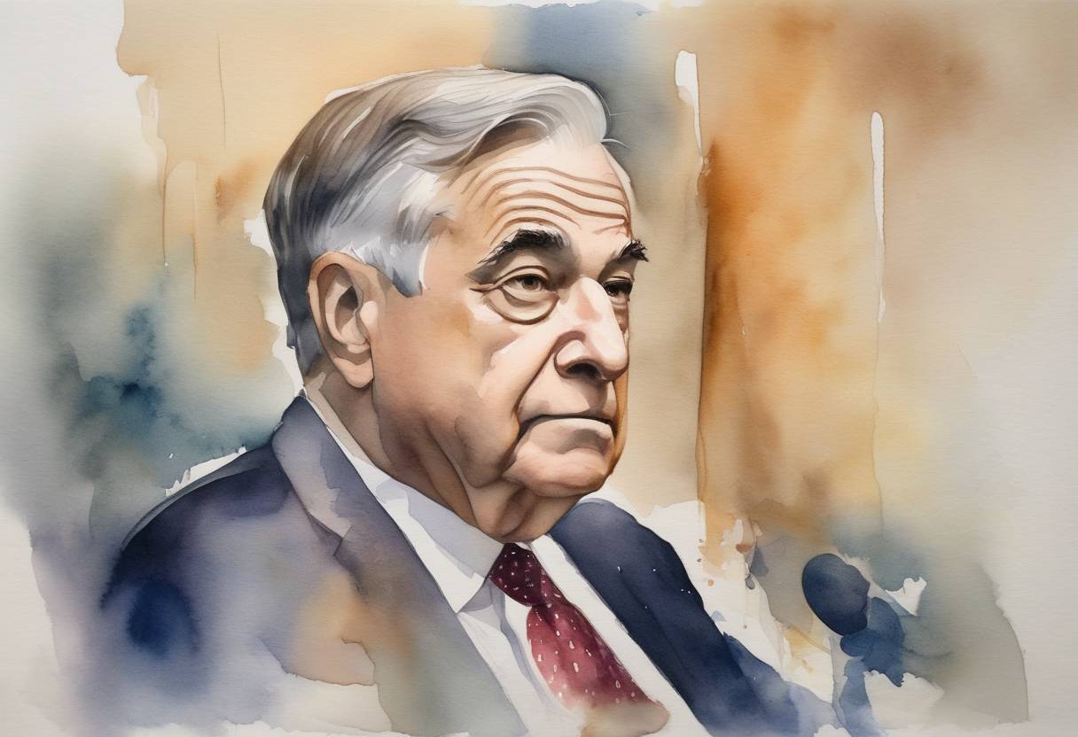 Watercolor painting based depiction of The U.S. Federal Reserve announced a substantial interest rate hike of 0.75%, marking its largest increase since 1994 to combat rising inflation. (2022)