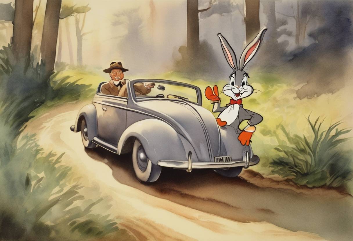 Watercolor painting based depiction of Bugs Bunny makes his official debut in the animated short 'A Wild Hare'. (1940)