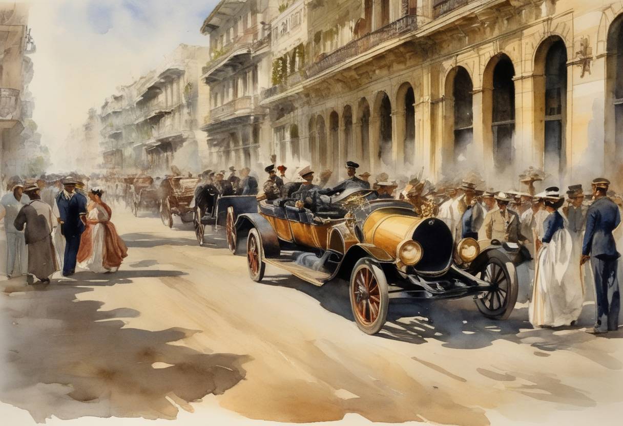 Watercolor painting based depiction of The United States passes the Cuba Amendment to end military occupation of Cuba, positioning it for independence as a U.S. protectorate, which effectively leads to the establishment of the Republic of Cuba two years later. (1902)
