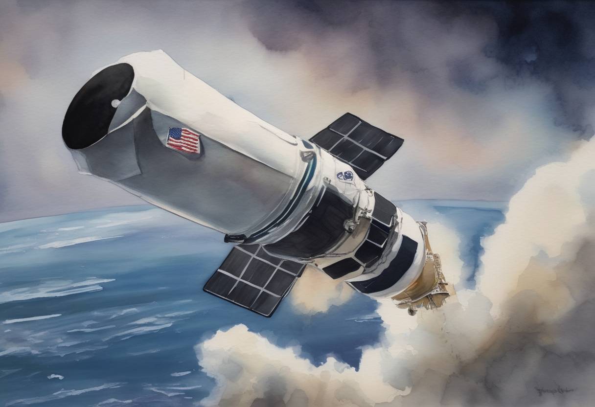 Watercolor painting based depiction of NASA's SpaceX Crew-2 mission returned to Earth, completing a 200-day science mission in orbit. (2021)