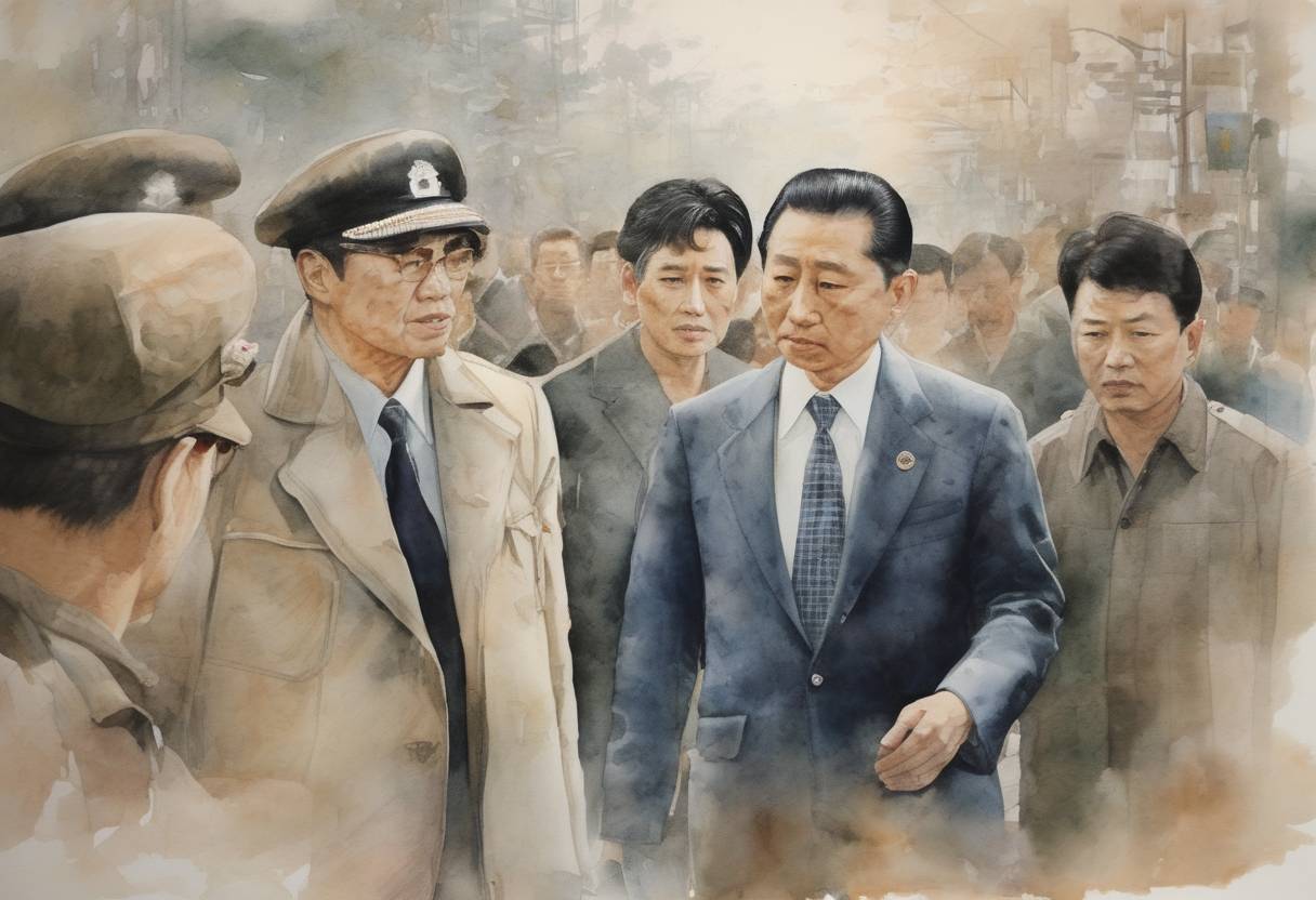 Watercolor painting based depiction of South Korean President Park Chung-hee was assassinated by his close friend and Korean Central Intelligence Agency director, Kim Jae-gyu. (1979)