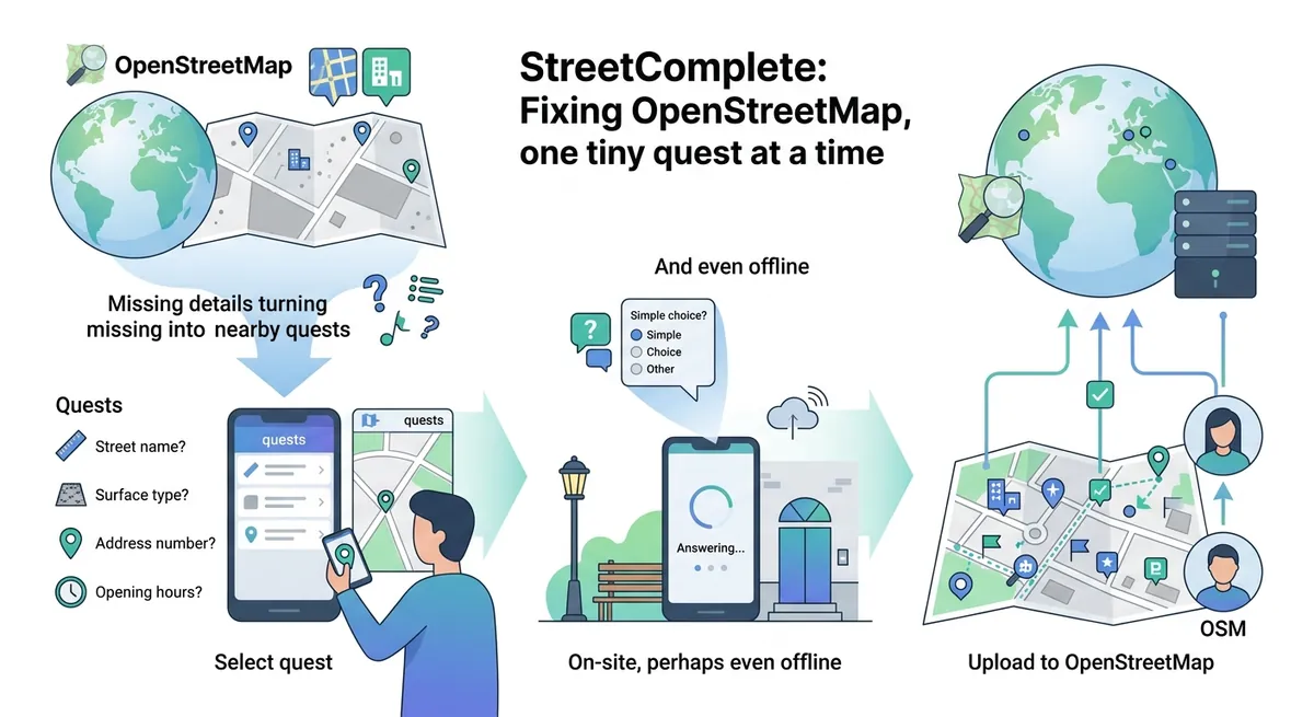 StreetComplete: Fixing OpenStreetMap, one tiny quest at a time