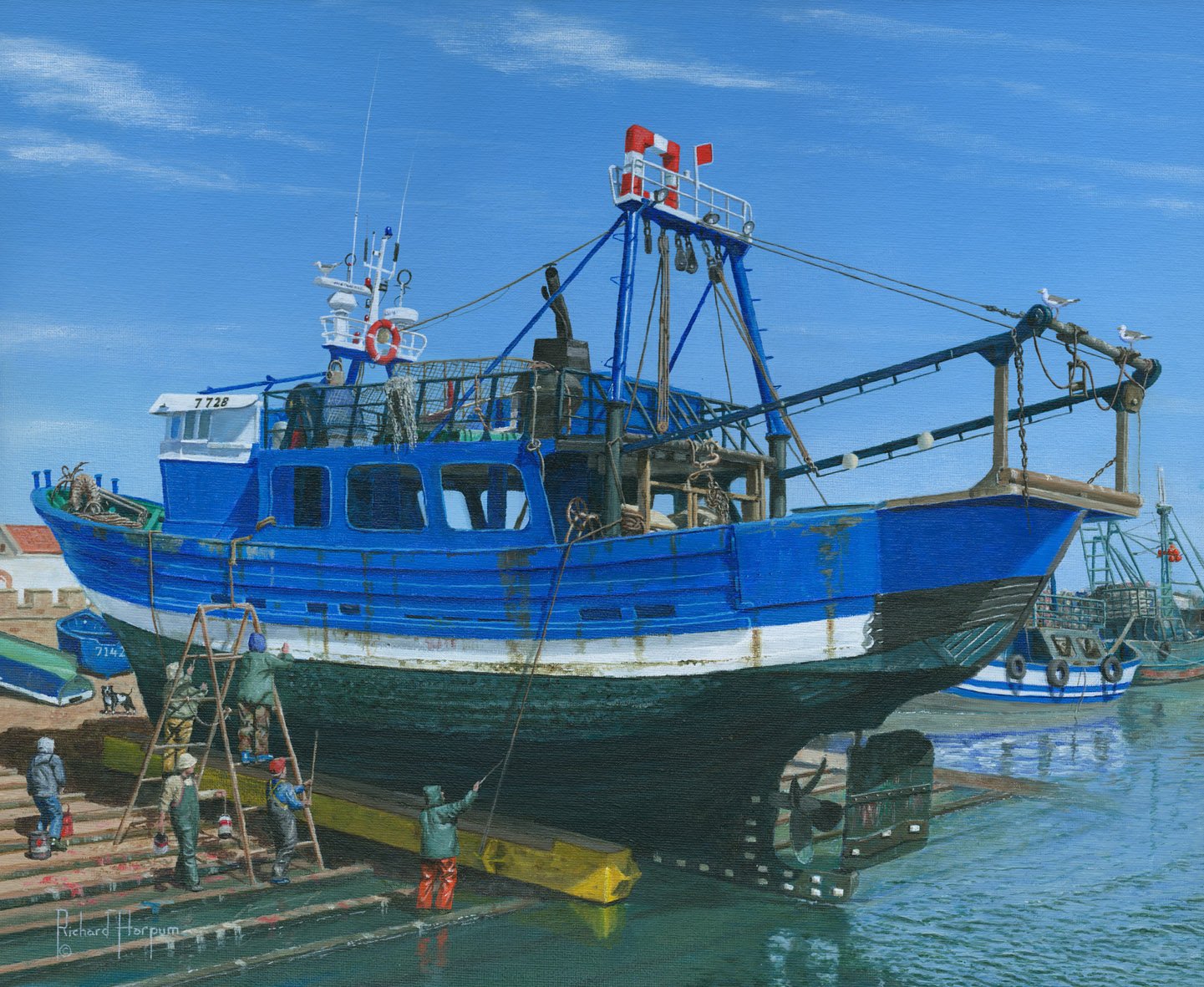 repairing a boat