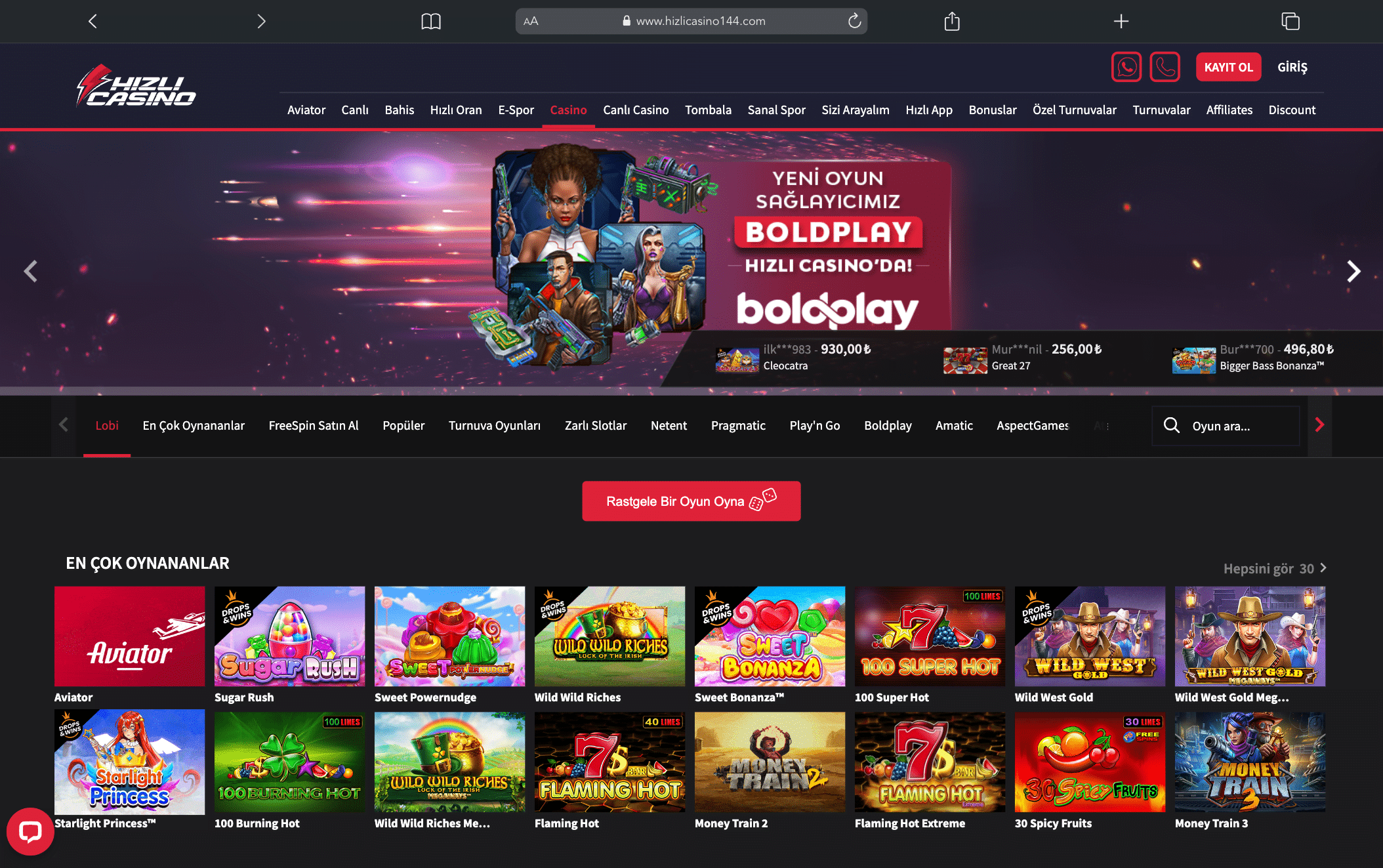 Hızlıcasino Oyunları