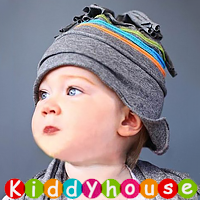  【半價】BB帽／嬰兒頭飾帶系列Baby Hat ~型格灰色間條BB棉質帽 H098 現貨  