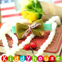  【售完】bb女童髮飾~布絨小童嬰兒髮夾(葉綠／對)Toddler Ribbon Hair Clip H140 現貨  