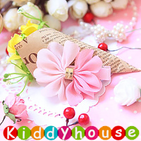  【售完】bb女童髮飾~雪紡花小童嬰兒頭夾(深淺粉／個)Toddler Flower Hair Clip H136 現貨  