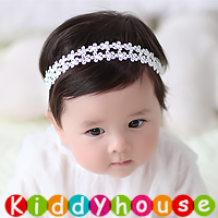  百日宴bb嬰兒／女童派對髮飾物用品~萌萌小公主花花頭飾髮帶(白) Baby Headband H575 現貨  