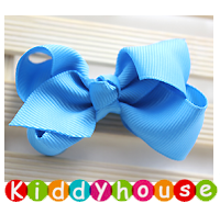  【售完】bb女童髮飾~純色(藍)泡泡花全包小童嬰兒髮夾Baby Ribbon Hair Clip H238 (一對)  現貨  