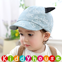  【售完】百日宴bb嬰兒／女童派對髮飾物用品~型仔小貓咪印花小童Cap帽 Kids Cap(淺藍) H606 現貨  