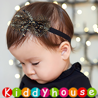  【售完】百日宴bb嬰兒影相用品／韓國女童新年／賀年派對髮飾物~小公主立體金絲蝴蝶頭飾髮帶 小童飾物 Elastic Headband (黑) H337現貨  