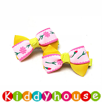  【售完】bb女童髮飾~布藝雙層蝴蝶小童嬰兒髮夾(對)Toddler Ribbon Hair Clip H113 現貨 