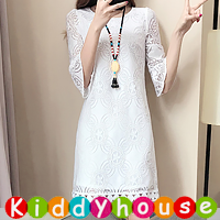  【售完】【2折】online香港孕婦時裝服飾專門店hk~時尚蕾絲中袖哺乳晚裝／餵奶裙(白色) Nursing Dress MF283 現貨  