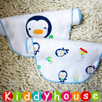  bb嬰兒用品~優質可愛印花4層紗布大號墊背吸汗隔汗巾 (企鵝2條組) BB1225 現貨 