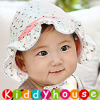  【售完】嬰兒頭飾髮帶-小公主碎花花邊bb棉質帽(白) H343 現貨  