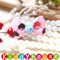  bb女童髮飾~布藝小童嬰兒邊夾(粉紅桃花／對)Toddler Ribbon Hair Clip H166 現貨  