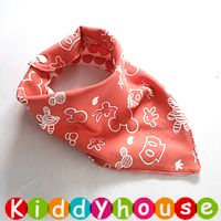  【售完】嬰兒用品~可愛雙面純棉BB三角巾／口水肩(橙紅) BB1266  現貨  