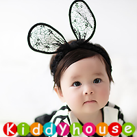  【售完】百日宴bb嬰兒／女童派對髮飾物用品~萌萌小公主蕾絲立體耳朵頭飾髮帶(黑) Baby Headband H578 現貨  