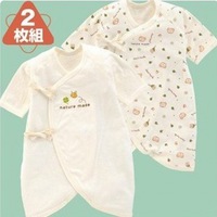 (向日葵小屋)日本原裝長袖純棉和尚衣嬰兒長袖夾衣 蝴蝶衣 和尚袍 (2枚入) 50-60碼 104327