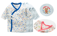  ((向日葵小屋)) 日本四季長袖 新生兒和尚衣短袍 印花圖案 嬰兒打底衫 優質小偏衫 短袖純棉50-60、70、80、90碼／3件裝105434 