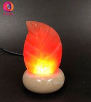 (售完)蓋婭鹽晶 - USB小鹽燈 - USB頂級鴿血紅鹽小鹽燈 - 葉子造型小鹽燈(1入)