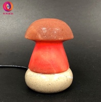 蓋婭鹽晶 - USB小鹽燈 - USB頂級鴿血紅鹽小鹽燈- 蘑菇造型小鹽燈(1入)