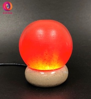 蓋婭鹽晶 - USB小鹽燈 - USB頂級鴿血紅鹽小鹽燈 - 圓球造型小鹽燈(1入)