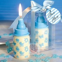  藍奶樽蠟燭擺設 百日宴 滿月回禮小禮物  