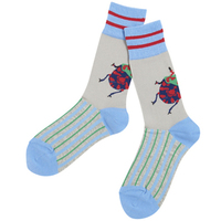  全新Vivienne Westwood淺藍邊昆蟲Logo短襪  