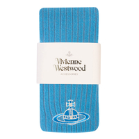  全新Vivienne Westwood彩藍色直紋大Logo襪褲  