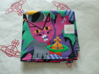  全新Vivienne Westwood彩色花貓Logo手巾  
