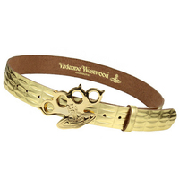  全新Vivienne Westwood日本版金色指環Logo皮帶 