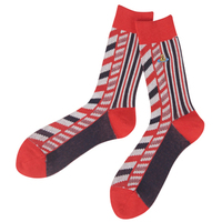  全新Vivienne Westwood紅色直紋圖案Logo短襪  