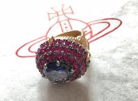  全新Vivienne Westwood金色彩石透明Orb戒指 