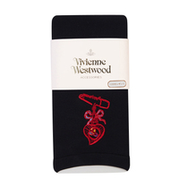  全新Vivienne Westwood黑色紅蝴蝶結吊心Logo絲襪長褲  
