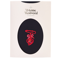  全新Vivienne Westwood黑色紅蝴蝶結吊心Logo絲襪 