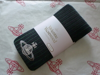  全新Vivienne Westwood啡綠色直紋大Logo毛襪褲 