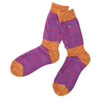  全新Vivienne Westwood紫藍色鬚鬚Logo厚短襪  