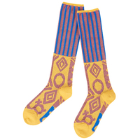  全新Vivienne Westwood黃邊直紋圖案Logo長襪  